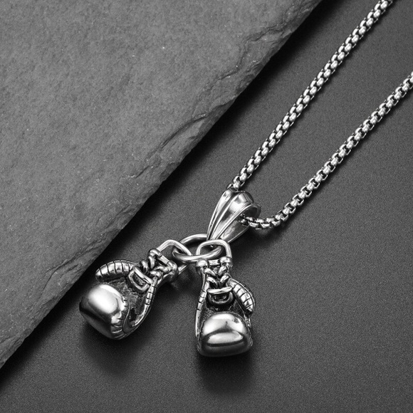 Mens 3D Boxing Glove Pendant Necklace - Picture 3 of 6